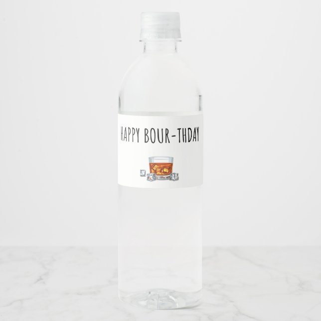 Étiquette Pour Bouteilles D'eau Joyeux anniversaire pour Bourbon Lover (Devant)