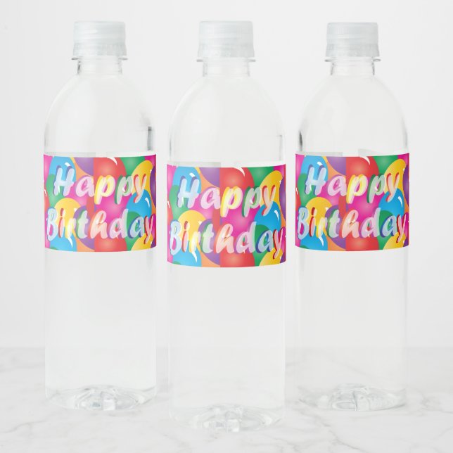 Étiquette Pour Bouteilles D'eau Joyeux Ballons d'anniversaire (Bouteilles)