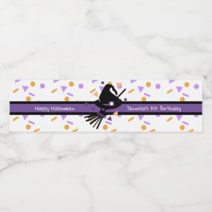 Étiquette Pour Bouteilles D'eau Joyeux Halloween Chapeau de Sorcière Confettis Ann