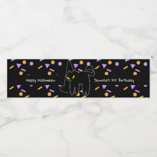 Étiquette Pour Bouteilles D'eau Joyeux Halloween Chat Noir Confettis Anniversaire 