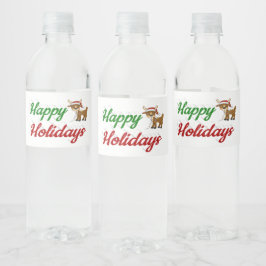 Étiquette Pour Bouteilles D'eau Joyeux Jours fériés Reindeer script Noël