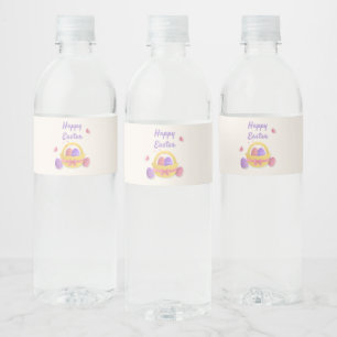 Étiquette Pour Bouteilles D'eau Joyeux panier de Pâques et papillons