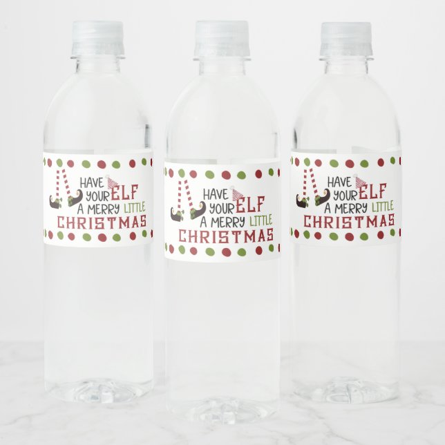 Étiquette Pour Bouteilles D'eau Joyeux petit Noël des Jambes d'elfes (Bouteilles)
