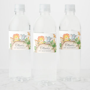 Étiquette Pour Bouteilles D'eau Jungle Animaux Végétation 1er Baby shower d'annive