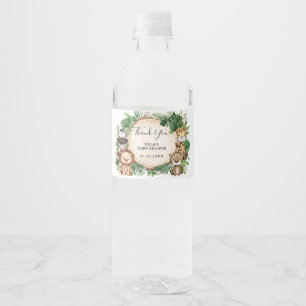 Étiquette Pour Bouteilles D'eau Jungle Animaux Végétation tropicale Baby shower