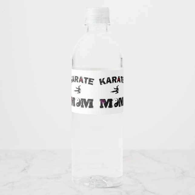Étiquette Pour Bouteilles D'eau Karate MOM (Devant)