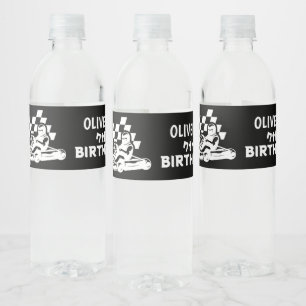 Étiquette Pour Bouteilles D'eau Karting, garçon anniversaire voiture de course