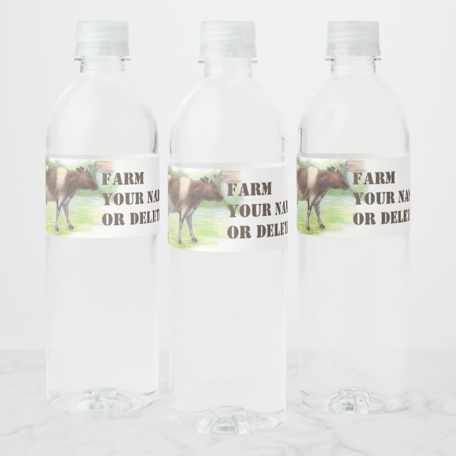 Étiquette Pour Bouteilles D'eau La ferme à la vache (Bouteilles)