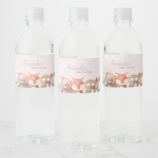 Étiquette Pour Bouteilles D'eau Le Baby shower des animaux des bois (Bouteilles)