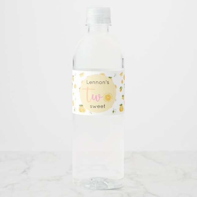 Étiquette Pour Bouteilles D'eau Lemon Two Sweet Birthday (Devant)