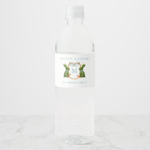 Étiquette Pour Bouteilles D'eau Les opiacés monogrammes Bunny Joyeux Pâques
