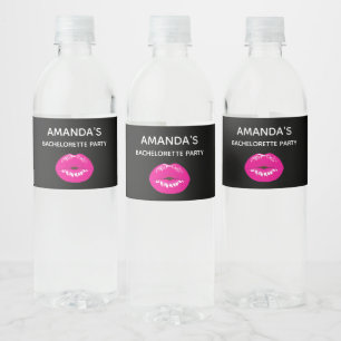 Étiquette Pour Bouteilles D'eau Lèvres roses chaudes Illustration Glamour Bachel