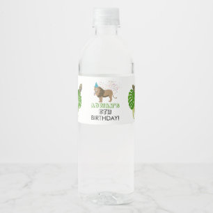 Étiquette Pour Bouteilles D'eau Lion Jungle Fête Animaux Fête Anniversaire