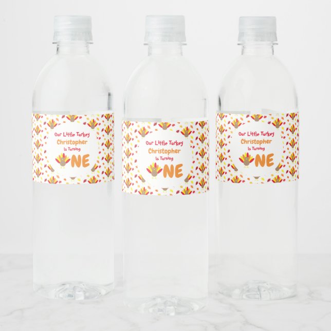 Étiquette Pour Bouteilles D'eau Little Turkey 1er anniversaire (Bouteilles)