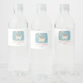 Étiquette Pour Bouteilles D'eau Llama Love Aquarelle mignonne Amusant Anniversaire