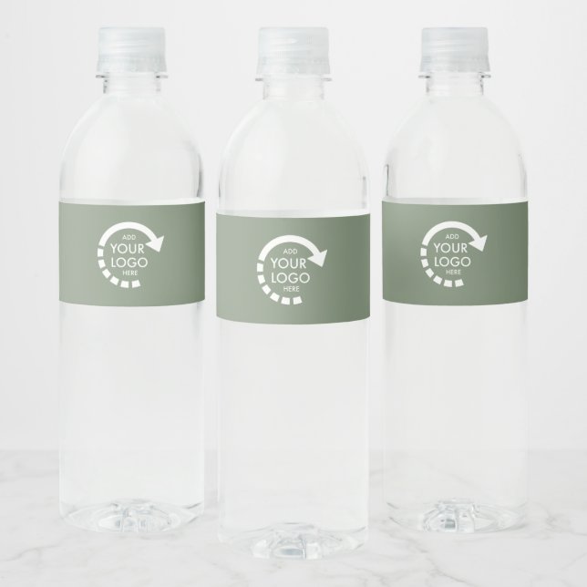 Étiquette Pour Bouteilles D'eau Logo d'entreprise moderne | Sage Green (Bouteilles)