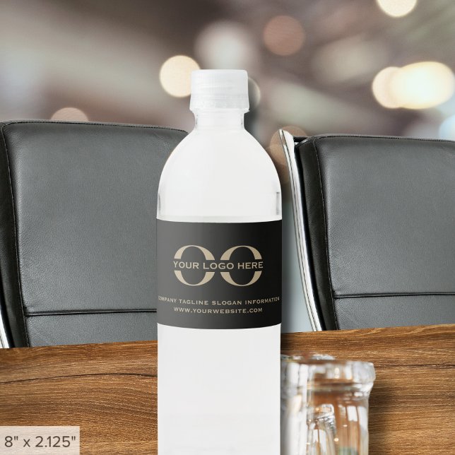 Étiquette Pour Bouteilles D'eau Logo Personnalisé Noir Ajouter Votre Texte Slogan (Créateur téléchargé)