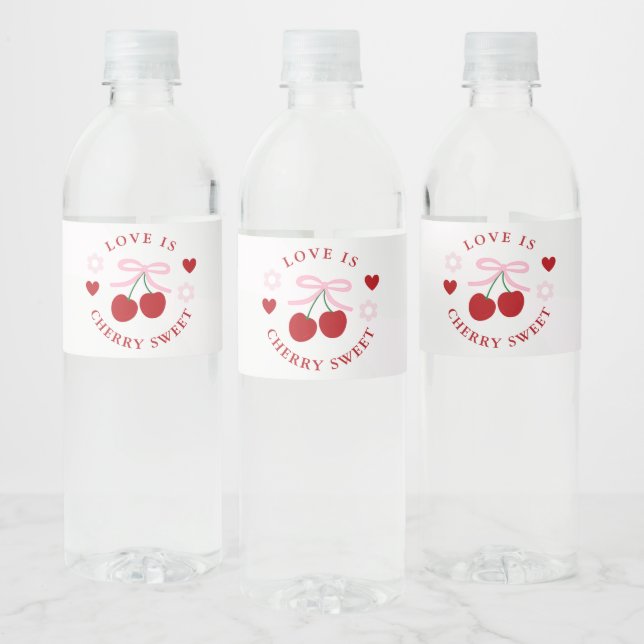 Étiquette Pour Bouteilles D'eau Love Is Cherry Sweet Bridal Shower (Bouteilles)