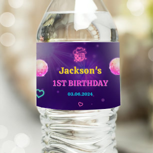 Étiquette Pour Bouteilles D'eau Lumières de Neon lumineux Merci fête d'anniversair