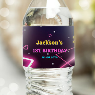 Étiquette Pour Bouteilles D'eau Lumières de Neon lumineux Merci fête d'anniversair