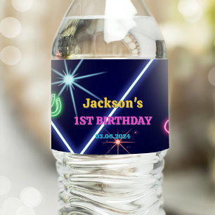 Étiquette Pour Bouteilles D'eau Lumières de Neon lumineux Merci fête d'anniversair
