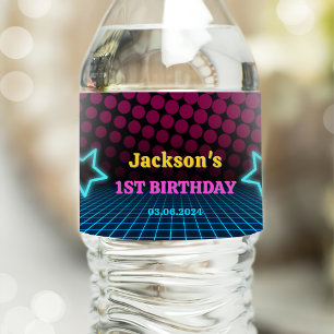 Étiquette Pour Bouteilles D'eau Lumières de Neon lumineux Merci fête d'anniversair