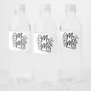 Étiquette Pour Bouteilles D'eau M. & Mme Bride Groom vient de se marier Mariage no