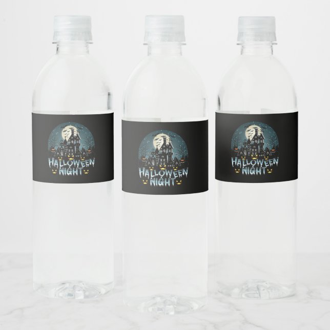 Étiquette Pour Bouteilles D'eau Maison hantée, Soirée d'Halloween effrayante (Bouteilles)