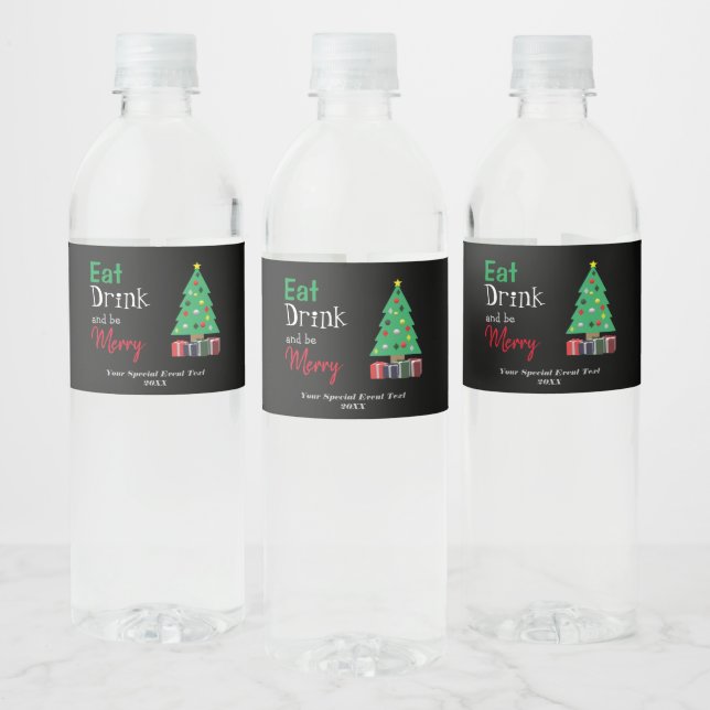 Étiquette Pour Bouteilles D'eau Manger, boire et être joyeux (Bouteilles)