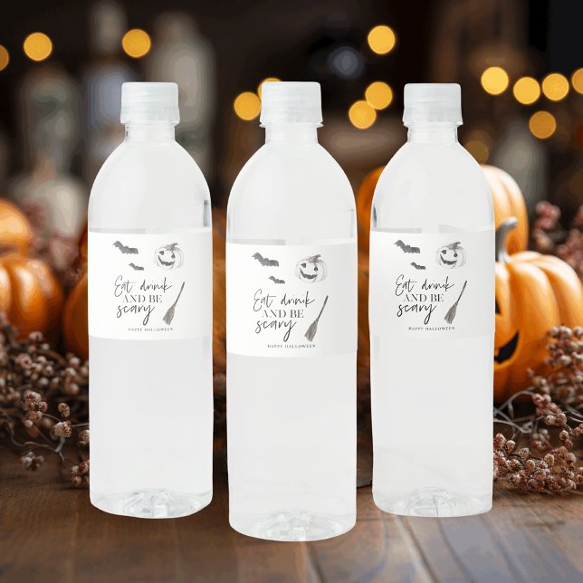 Étiquette Pour Bouteilles D'eau Mangez Boire Et Faites Peur | Bonne Halloween (Créateur téléchargé)