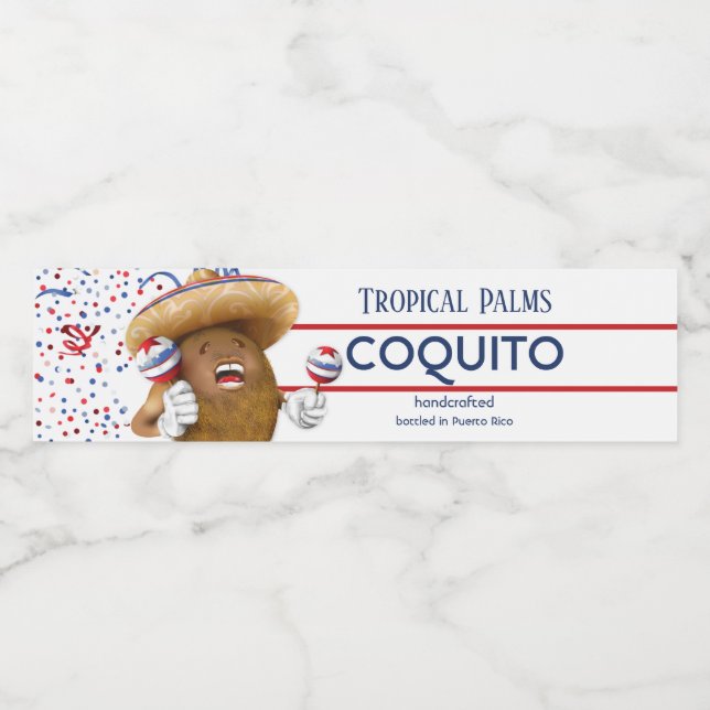 Étiquette Pour Bouteilles D'eau Maracas de coco Coquito (Étiquettes simples)