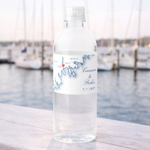 Étiquette Pour Bouteilles D'eau Mariage à New Bedford MA Élégant Carte Bleu Marine