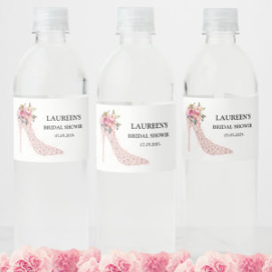 Étiquette Pour Bouteilles D'eau Mariage avec des talons hauts roses