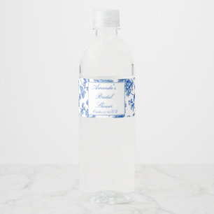 Étiquette Pour Bouteilles D'eau Mariage Blue et Blanc Chinoiserie
