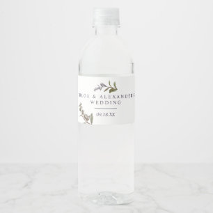 Étiquette Pour Bouteilles D'eau Mariage botanique de minuit
