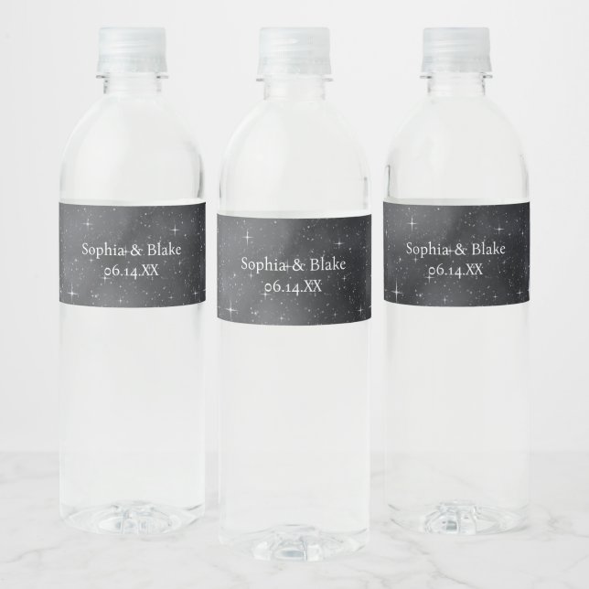 Étiquette Pour Bouteilles D'eau Mariage céleste de nuit étoilé (Bouteilles)