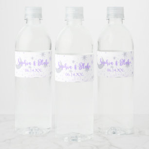 Étiquette Pour Bouteilles D'eau Mariage céleste noir et violet