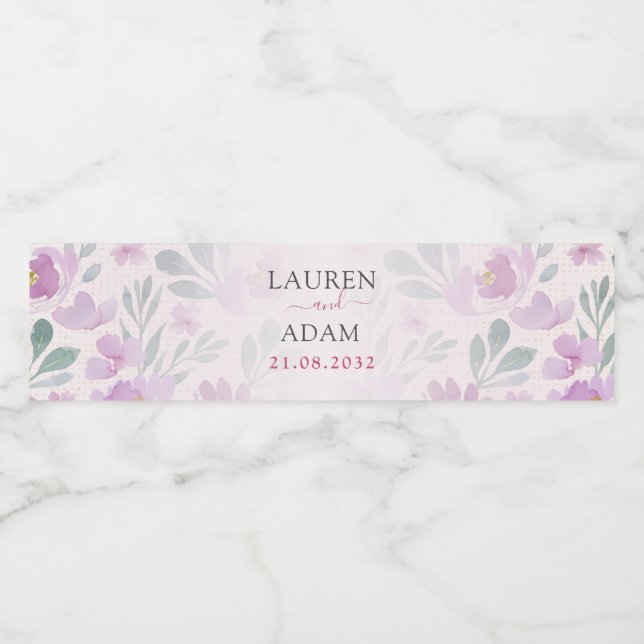 Étiquette Pour Bouteilles D'eau Mariage d'aquarelle Chic Peony (Étiquettes simples)