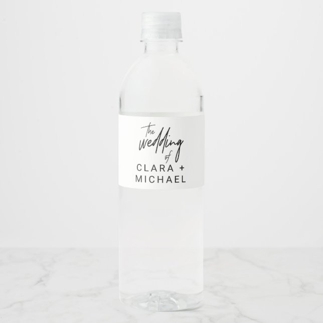 Étiquette Pour Bouteilles D'eau Mariage de calligraphie Whimsical (Devant)