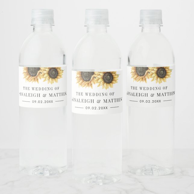 Étiquette Pour Bouteilles D'eau Mariage de fleurs de tournesol (Bouteilles)