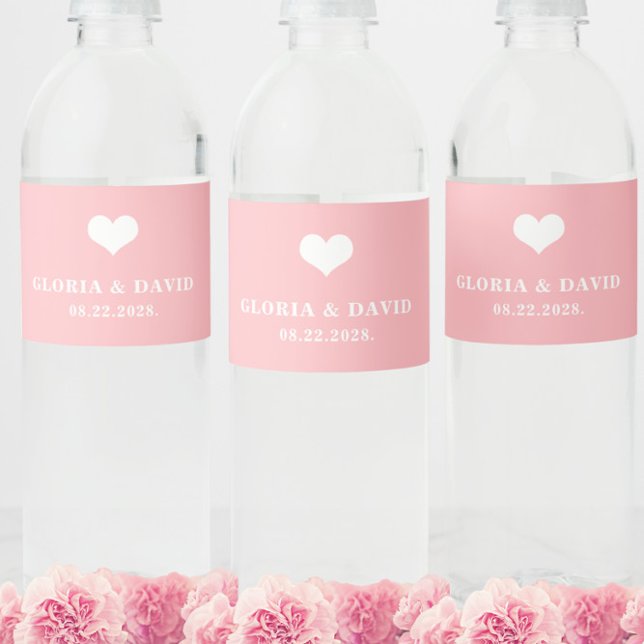 Étiquette Pour Bouteilles D'eau Mariage de Merci rose (Créateur téléchargé)