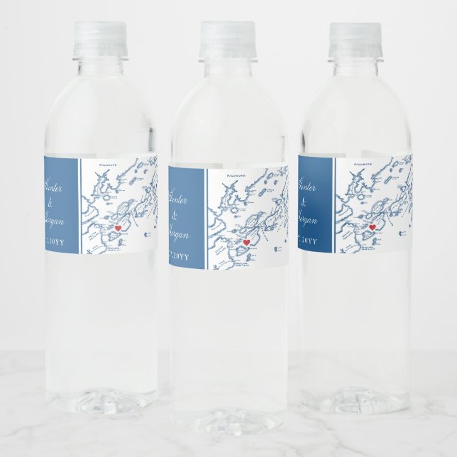 Étiquette Pour Bouteilles D'eau Mariage de Peaks Island Maine (Bouteilles)