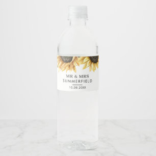 Étiquette Pour Bouteilles D'eau Mariage de tournesol floral Eucalyptus