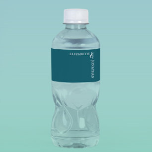 Étiquette Pour Bouteilles D'eau Mariage de typographie moderne Turquoise foncé