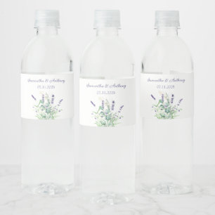Étiquette Pour Bouteilles D'eau Mariage des herbes d'aquarelle Lavender Eucalyptus