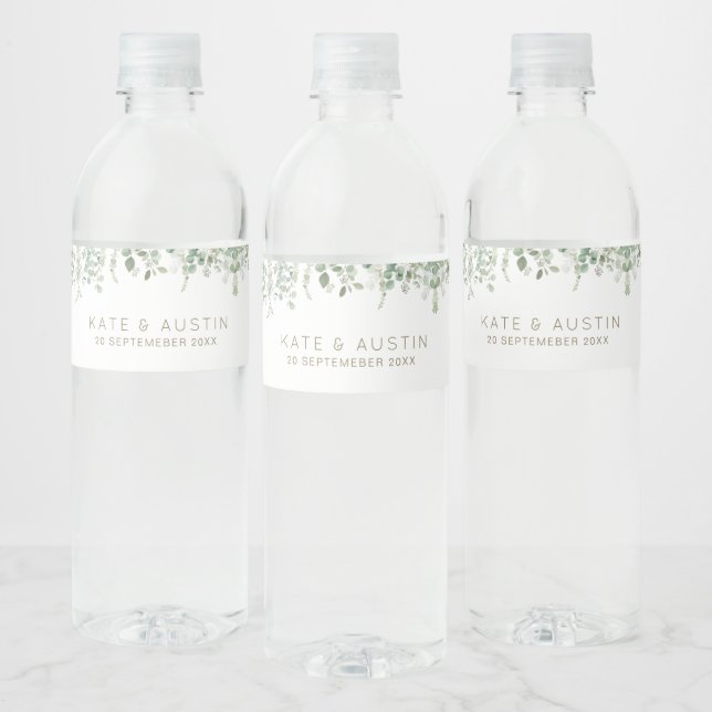 Étiquette Pour Bouteilles D'eau mariage d'eucalyptus aquarelle (Bouteilles)