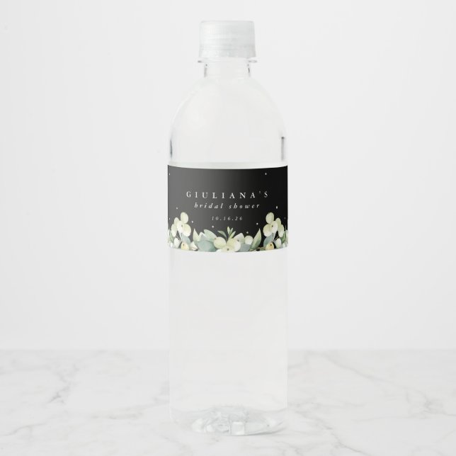 Étiquette Pour Bouteilles D'eau Mariage d'hiver au Sureau noir+Eucalyptus (Devant)