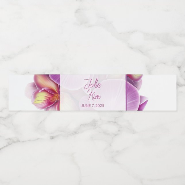 Étiquette Pour Bouteilles D'eau Mariage d'orchidées florales (Étiquettes simples)