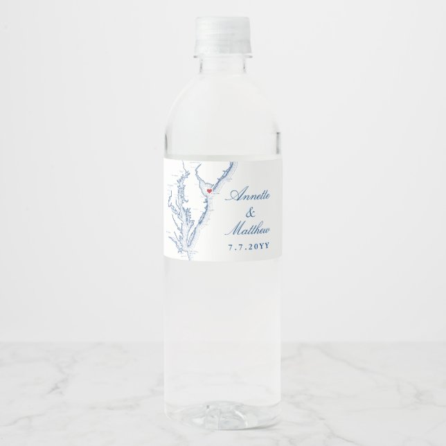 Étiquette Pour Bouteilles D'eau Mariage du New Jersey du Cap May (Devant)