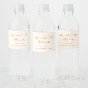 Étiquette Pour Bouteilles D'eau Mariage Élégant Moderne Classique Terracotta